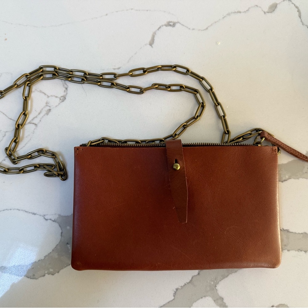Madewell Brown Leather Chain Strap Bag